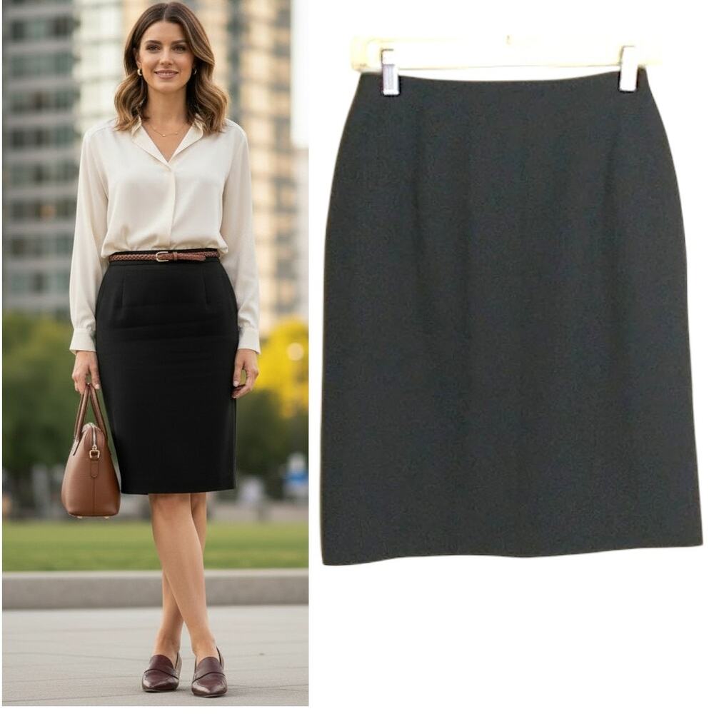 Lauren Ralph Lauren A Line Wool Skirt Women's Size 4 Black Lined Career Office